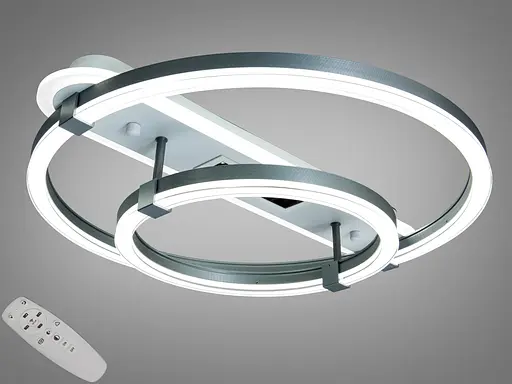 Світлодіодна люстра 2 кільця сіра 88 Вт пульт 15 м² - фото 1