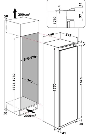 Холодильник Whirlpool ARG 18082 A++ (встраиваемый) однодверный - фото 6
