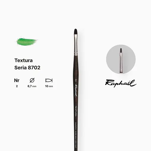 Кисть синтетика овальная Raphael Textura, №2, профессиональная, длинная ручка - фото 2