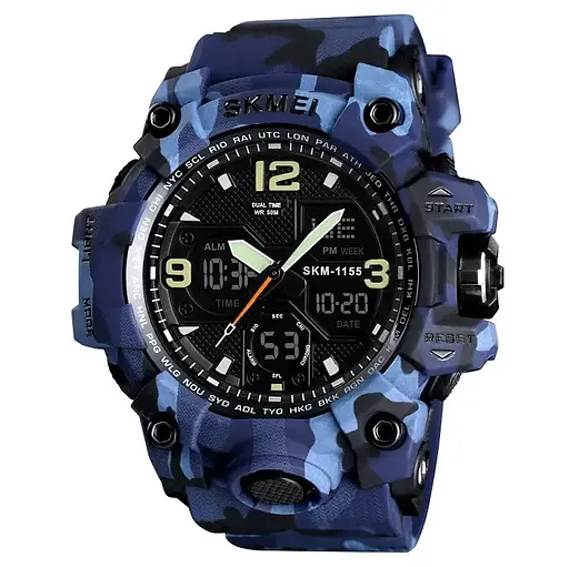Чоловічий годинник Skmei Hamlet 1155 Синій камуфляж