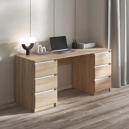 Компьютерный стол Vays R-2, письменный с 2 тумбами, 6 ящиков без ручек, ЛДСП 160×60×75 см - для дома, офиса - фото 8