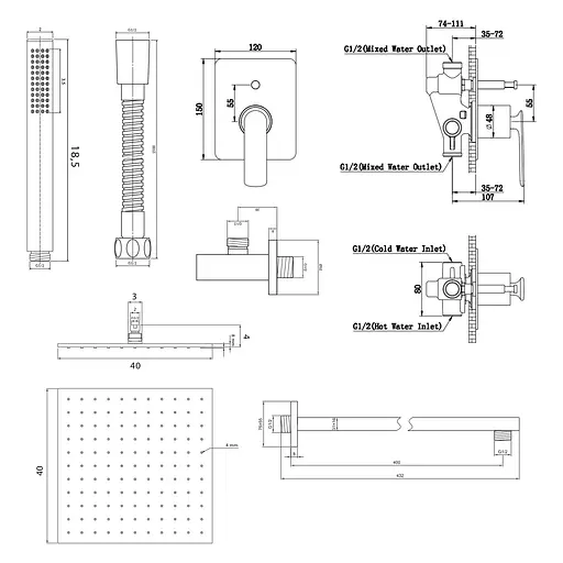 Душова система Kohlman Experience 40 chrome + BOX прихованого монтажу QW210EQ40, Хром - фото 2