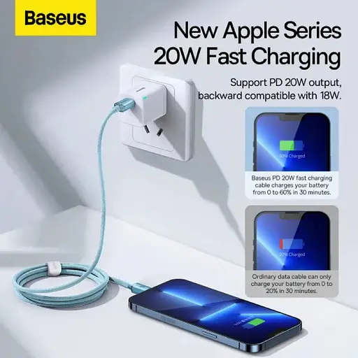Кабель Baseus Gem Fast-Charging Data Cable USB-C to iP 20W 1m Galaxy Blue - фото 10