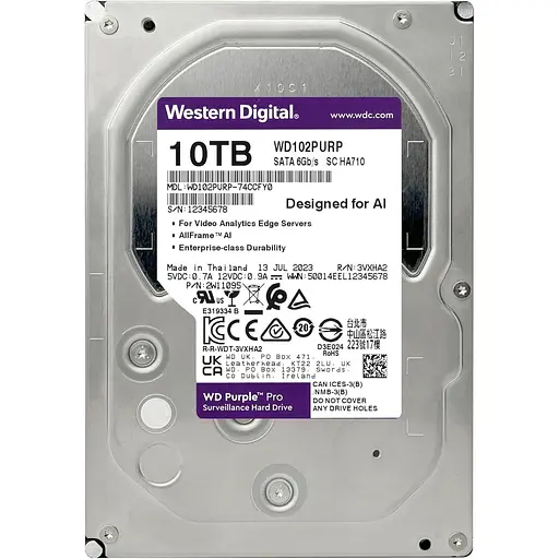 Жорсткий диск 3.5" Western Digital Purple Pro 10 TB SATA 512 MB (Western Digital102PURP) [141165] - фото 3
