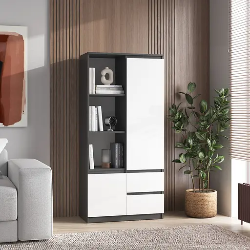 Шафа для книг Vays R-26 пенал з полицями та шухлядами ЛДСП 80x40x170 см для дому офісу вітальні - фото 5