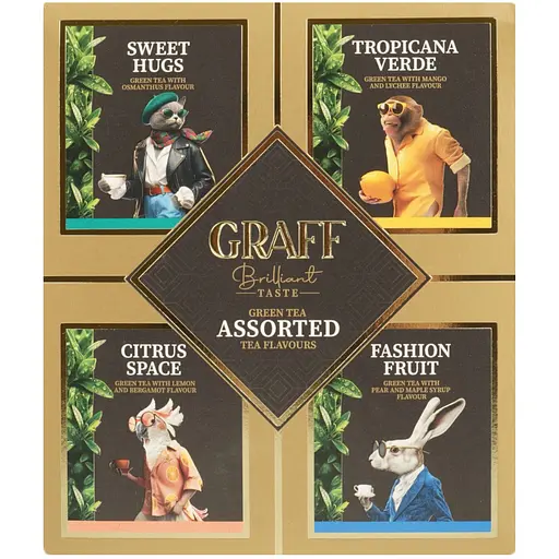 Чай зелений байховий Graff Асорті чайних смаків 52.8 г (32 шт. X 1.65 г)