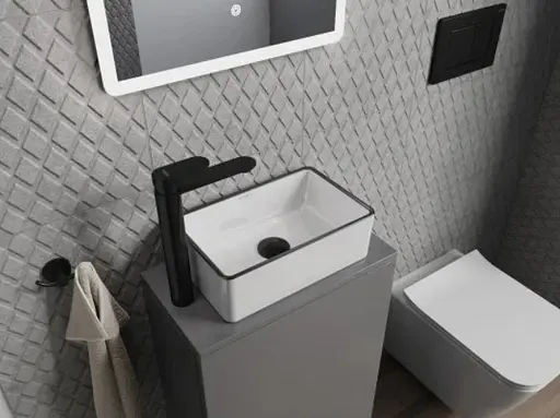 Умивальник Mexen Nadia 36 white black Edge накладний MEX-21613607, Білий - фото 2