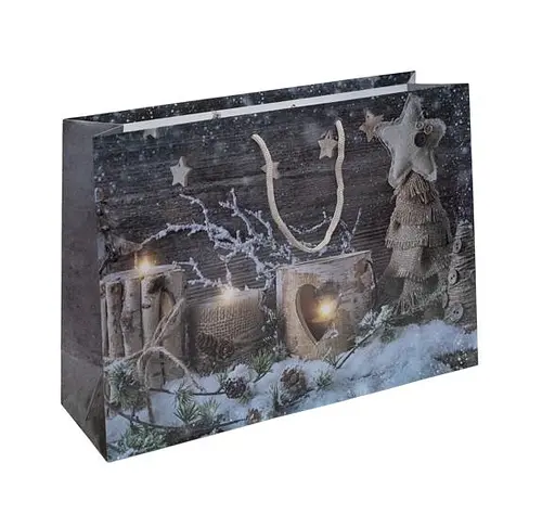 Пакет подарочный "Новогодний" 5053 цветной, большой горизонтальный 36 х 25 х 8,5см Вид 3 - фото 1