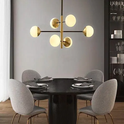 Люстра на 6 плафонів із латунною фурнітурою Line.F YG 8132-6 - фото 1