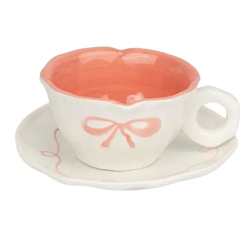 Чашка с блюдцем Нежный бантик 200 мл Розовый - фото 2