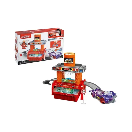 Автомойка с треком 660 S 101, меняющая цвет машинка, бак для воды, контейнер, аксессуары, наклейки - фото 2