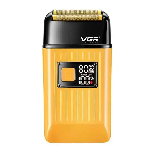 Електробритва VGR V-357 GOLD, подвійне лезо, 2 насадки, висувний триммер, IPX6, LED display, Box