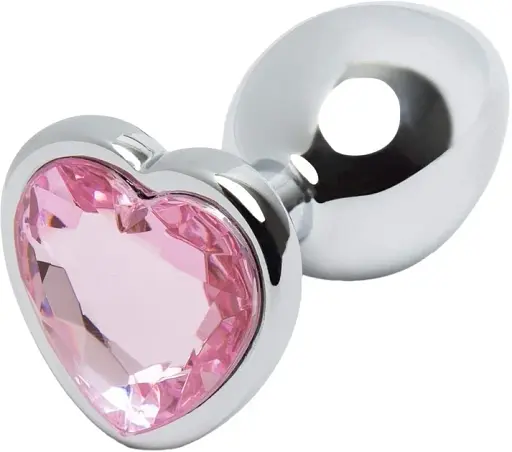 Металева анальна пробка I’MCUM Crystal Heart Розмір M з рожевим кристалом (IM-KGS005_M)