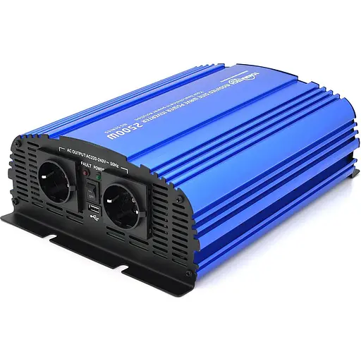 Инвертор напряжения Tommatech MS-2500, 24V/220V, 2500W с апроксимированной синусоидой, 2Shuko, USB, 2xклемные провода, 10 предохранителей, Q2