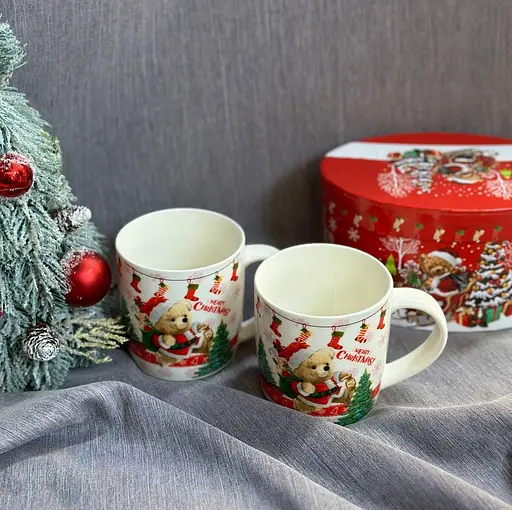 Набор чашек новогодних Tanto T3691 керамика в подарочной упаковке 350 мл Белая 2 шт - фото 2