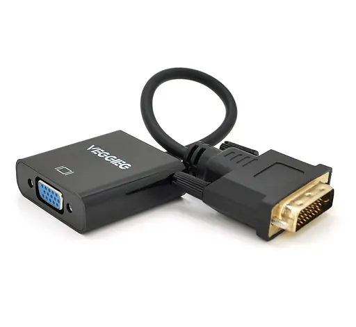 Конвертор-перехідник DVI (тато) на VGA (мама) VEGGIEG D-V1B 25 см