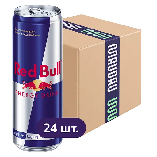 Упаковка енергетичного напою Red Bull безалкогольний середньогазований 8.52 л (0.355 л х 24 банки) - фото 2