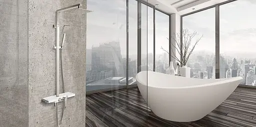 Душова система Rea Lucas хром з виливом та полицею REA-P0221, Хром - фото 3