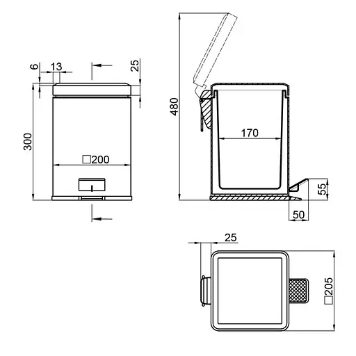 Ведро для мусора Lidz Radom 1106 (121.11.06) 6 л (LDRAD1106CRM32508)  - фото 5