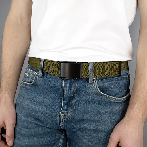 Ремінь-гумка чоловічий на затиску PS-40023 (115 см) плетений кольору хакі - фото 5