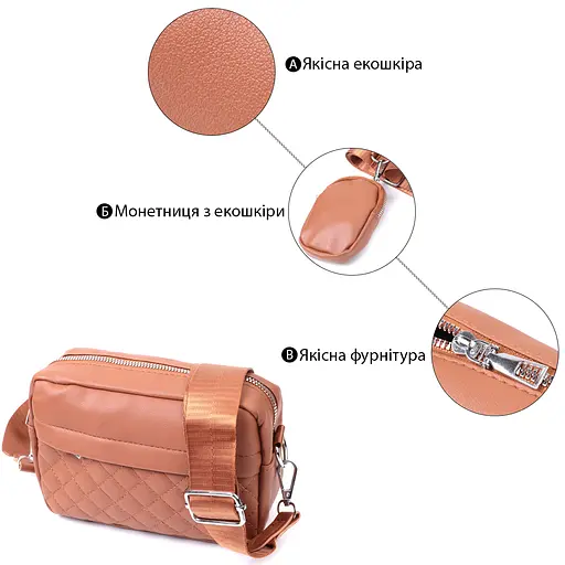 Женская сумка-кроссбоди Vintage с монетницей из экокожи 19.5х12.5х6.5 см sum0026986 - фото 4