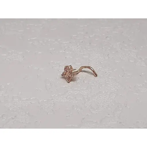 Золотая серьга-пирсинг в нос Dear с фианитами. 1041.13 Розовый (светлый) - фото 2