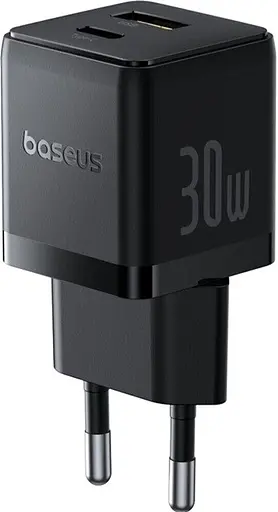 Мережевий зарядний пристрій швидкісний блок живлення Baseus Palm Fast Charger C+U 30W черный (P1011160A113-00) - фото 1