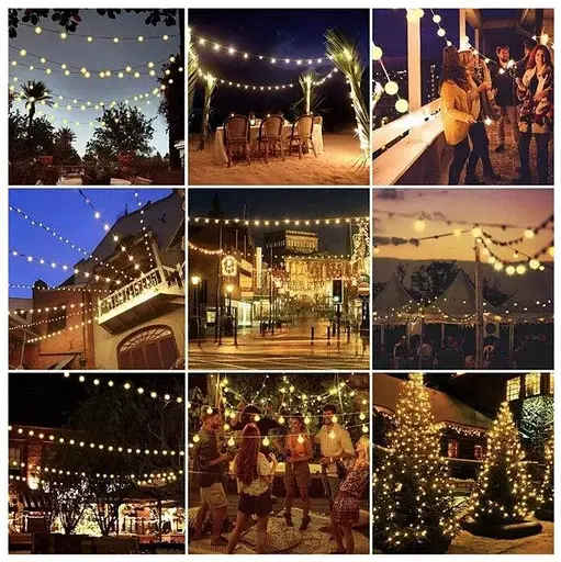 Уличная светодиодная гирлянда SunLamp Молочные шары Solar 12 м 100LED теплый белый свет автономная - фото 6