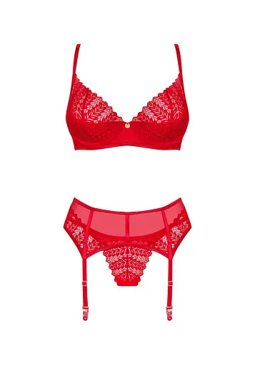 Комплект белья Obsessive Ingridia XL/2XL красный - фото 5