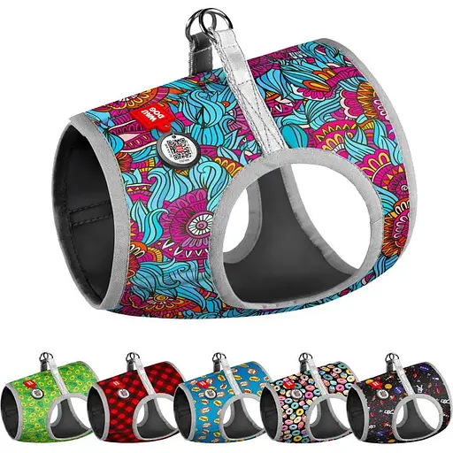 Шлея для собак м'яка Waudog Clothes з QR паспортом малюнок Літо XS1 В 24-27 см С 18-20 см