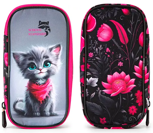 Пенал шкільний для дівчинки з Котиком м'який School Standard (PSS-122)