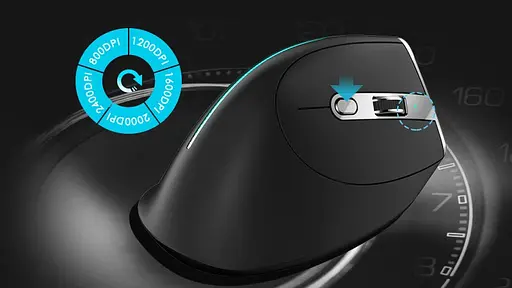 Компьютерная мышь Zelotes F-36 беспроводная вертикальная с аккумулятором 2,4G+Bluetooth Black - фото 3