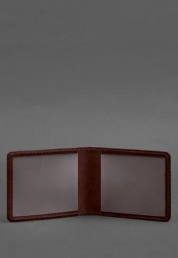 Кожаная обложка для удостоверения с гербом бордовая - фото 3