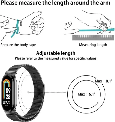 Ремінець для фітнес-браслета Boorui для Xiaomi Mi Band 8 і 9 міланська петля золотистий - фото 6