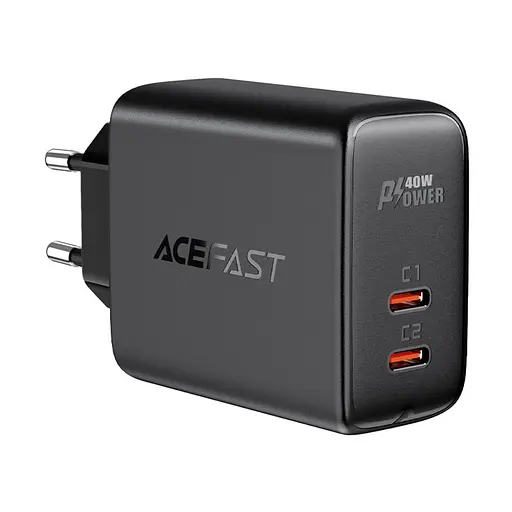 Сетевое зарядное устройство для Acefast A9 2 Type-C QC PD 40W черный - фото 1