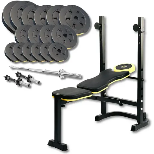 Набор Besport PowerPro 68кг с прямым грифом и скамьей WB-003