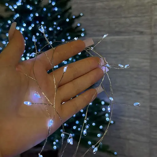 Гирлянда Роса мишура на прозрачном проводе 100 метров 3000 LED Белый - фото 3