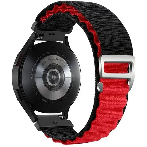 Браслет для Samsung Gear Sport - чорно-червоний Watchbands NormalCloth Wave ширина кріплення 20мм нейлоновий (W25-6WB24041325) - фото 1