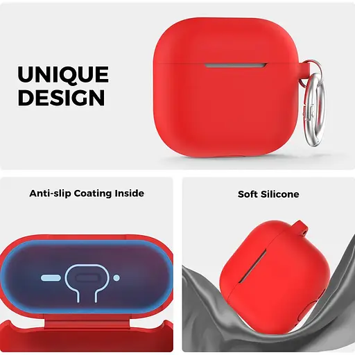 Чехол AhaStyle Colorful Silicone Case для AirPods 4 Red [133816] - фото 2