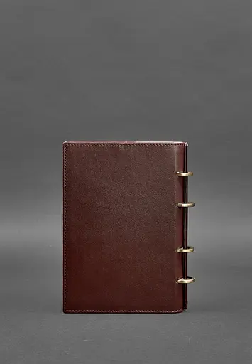 Шкіряний блокнот на кільцях (софт-бук) 9.0 з твердою бордовою обкладинкою - фото 5