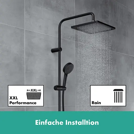 Душова система Hansgrohe Vernis Shape Showerpipe 240 1jet з термостатом Matt Black 26900670, Чорний матовий - фото 3