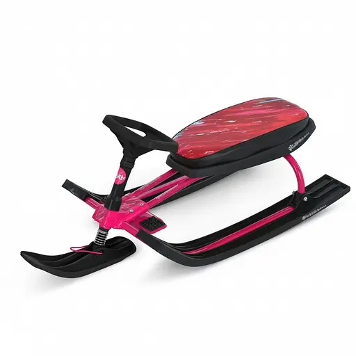 Снігокат MS 1778-5 Низька рама, м'яке сидіння з екошкіри 45х21см (2 положення), кермо, металопластик, чорно-рожева