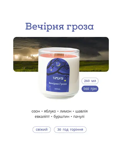 Свічка Вечірня гроза 260 мл 30 год Стандартні  - фото 3