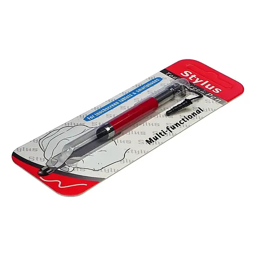 Стилус-брелок ємнісний, висувний, червоний - фото 3