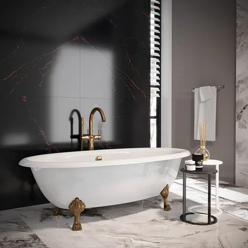 Ванна окремостояча матова Amdcon Olmpa 180x90 біла з литого каменю бронзові ніжки OLMPA_180_nzhk-br_MAT Білий матовий - фото 2