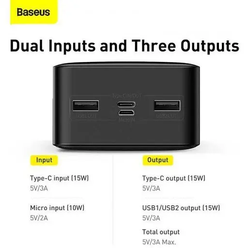 Зовнішній акумулятор (Power Bank) Baseus Bipow Digital Display Powerbank 15W 30000 mAh Black (PPDML-K01) - фото 5