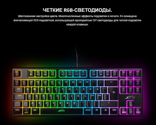 Клавиатура игровая механическая Xtrfy XGK4 UA TKL Black RGB Kailh Red - фото 5