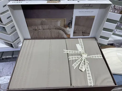 Постільна білизна Arakis V3 Bej Ранфорс Жаккард Clasy pbe0052101 - фото 3