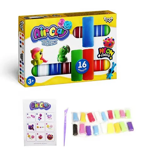 Набір повітряного пластиліну 16 шт Air Clay ARCL-04-01U Danko Toys (4823102810997) - фото 2