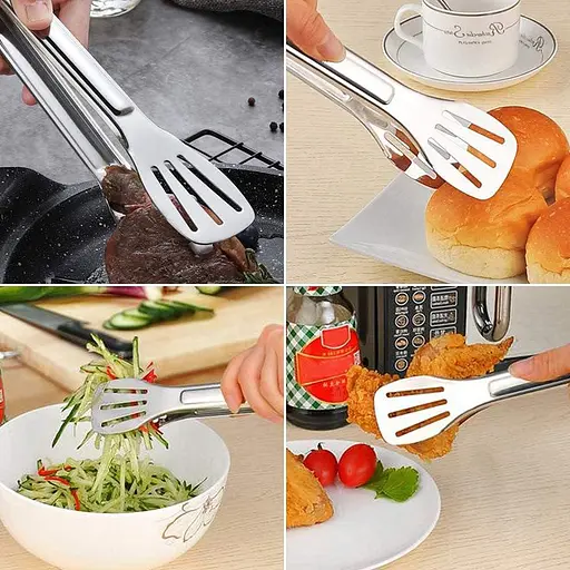 Щипці лопатки кухонні універсальні з нержавіючої сталі для грилю, м'яса, барбекю 28 см, Kitchen Master Сріблястий 86956 - фото 6